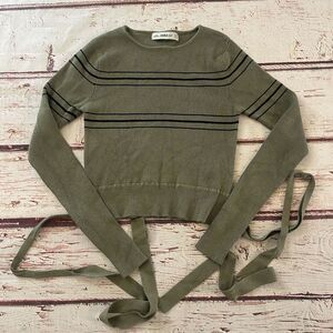 Zara Knit Olive Green Wrap‎ Crop Top Size Small Women's